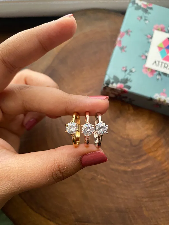 Rings Attrangi 90 cents Classic Round Solitaire Daily Wear Ring Rings Attrangi 90 cents Classic Round Solitaire Daily Wear Ring
