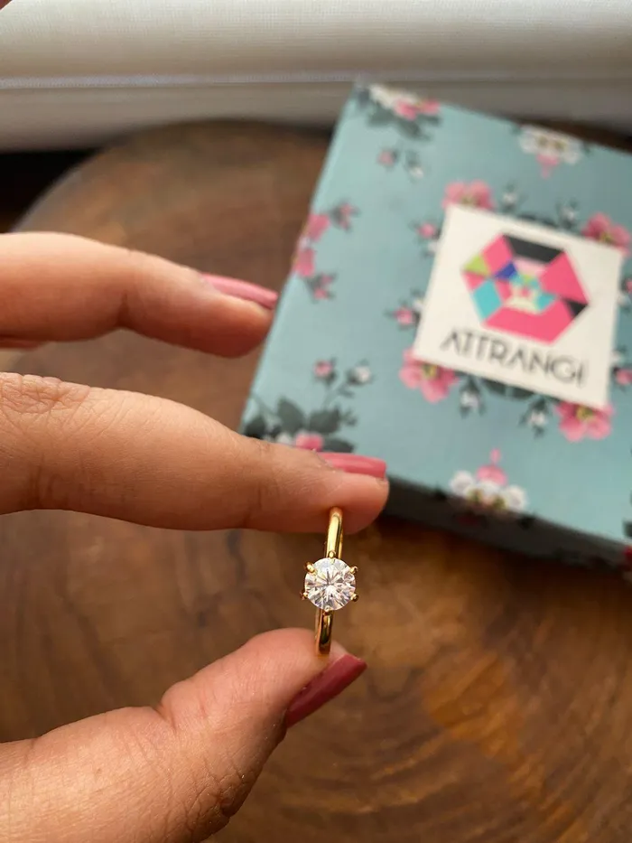 Rings Attrangi 90 cents Classic Round Solitaire Daily Wear Ring Rings Attrangi 90 cents Classic Round Solitaire Daily Wear Ring