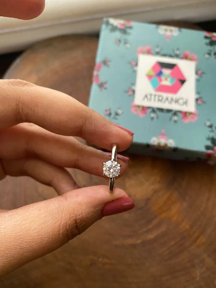Rings Attrangi 90 cents Classic Round Solitaire Daily Wear Ring Rings Attrangi 90 cents Classic Round Solitaire Daily Wear Ring