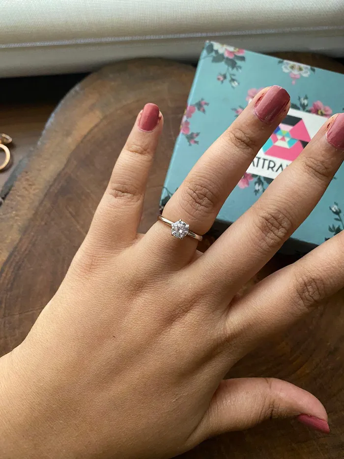 Rings Attrangi 90 cents Classic Round Solitaire Daily Wear Ring Rings Attrangi 90 cents Classic Round Solitaire Daily Wear Ring