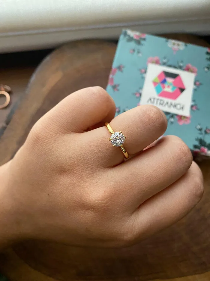 Rings Attrangi 90 cents Classic Round Solitaire Daily Wear Ring Rings Attrangi 90 cents Classic Round Solitaire Daily Wear Ring