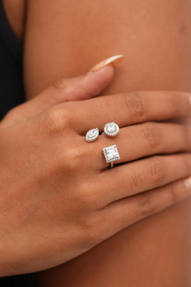 Rings Attrangi Twinkle Multi Shaped Solitaire Diamond Ring