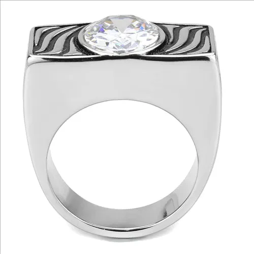 Rings Green CJE3620 Wholesale Mens Stainless Steel AAA Grade CZ Clear Single Stone Ring Rings Green CJE3620 Wholesale Mens Stainless Steel AAA Grade CZ Clear Single Stone Ring