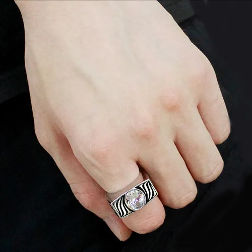 Rings Green CJE3620 Wholesale Mens Stainless Steel AAA Grade CZ Clear Single Stone Ring Rings Green CJE3620 Wholesale Mens Stainless Steel AAA Grade CZ Clear Single Stone Ring