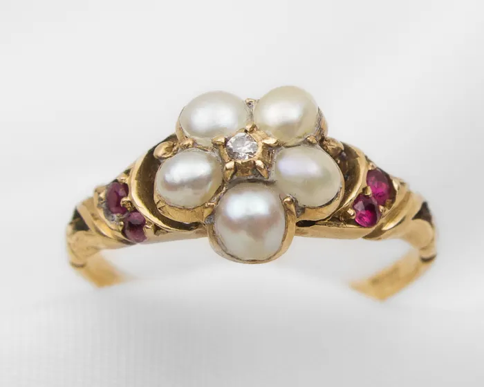 Rings Isadoras A Victorian Garnet Seed Pearl Diamond Ring