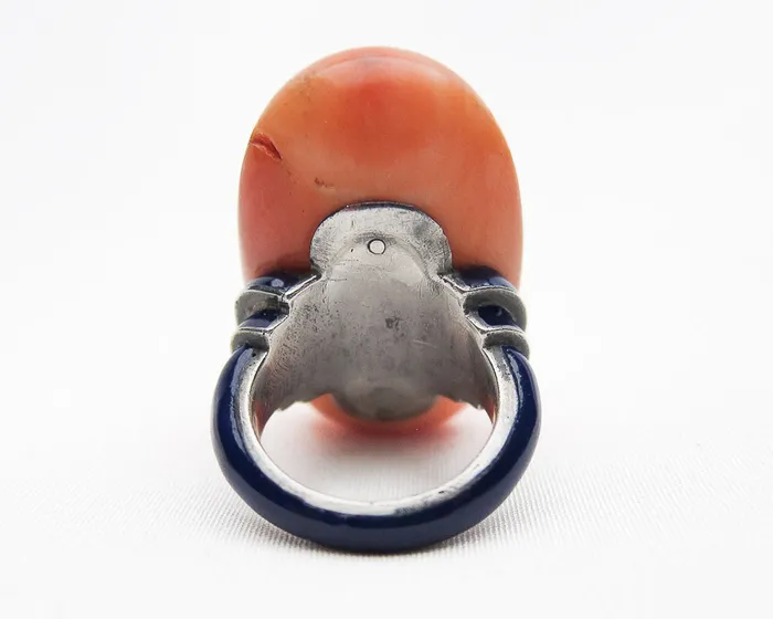 Rings Isadoras LD Coral and Enamel Art Deco Cocktail Ring Rings Isadoras LD Coral and Enamel Art Deco Cocktail Ring