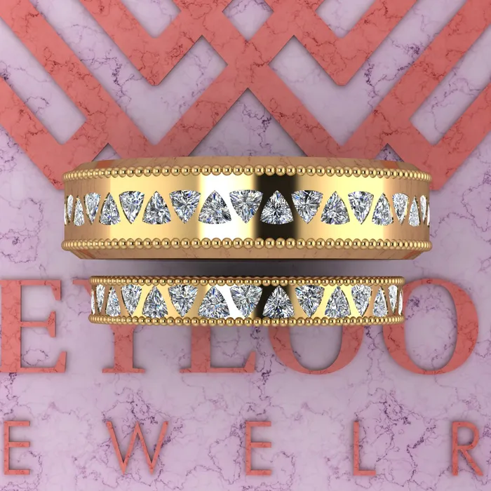 Rings Leyloon Jewelry 22 CTW Trilliant Cut Couples Wedding Bands Flush Moissanite Set D Color