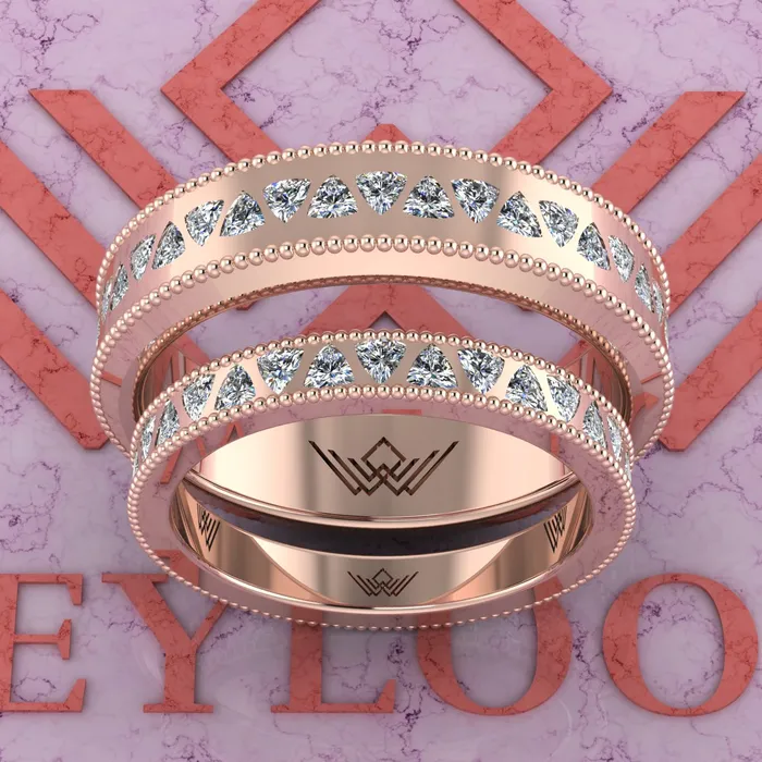 Rings Leyloon Jewelry 22 CTW Trilliant Cut Couples Wedding Bands Flush Moissanite Set D Color