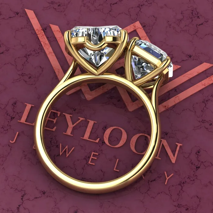 Rings Leyloon Jewelry 25 Carat Square Radiant Cut 4 Carat Heart Cut TwoStone Basket D Color Moissanite Ring