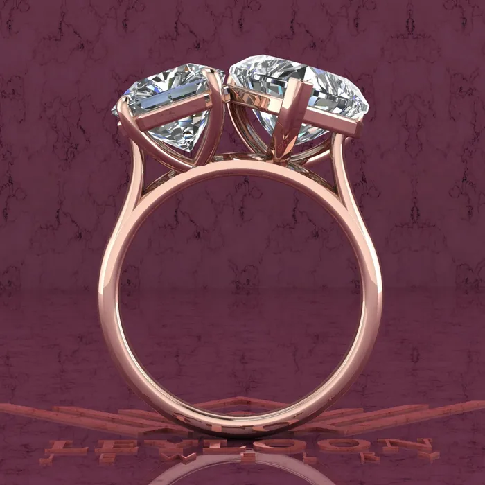 Rings Leyloon Jewelry 25 Carat Square Radiant Cut 4 Carat Heart Cut TwoStone Basket D Color Moissanite Ring