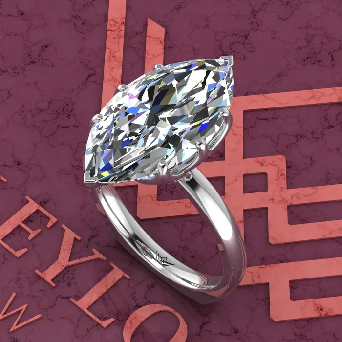 Rings Leyloon Jewelry 525 Carat Marquise Cut Tulip Set 8 Prong Solitaire Euro Shank D Color Moissanite Ring