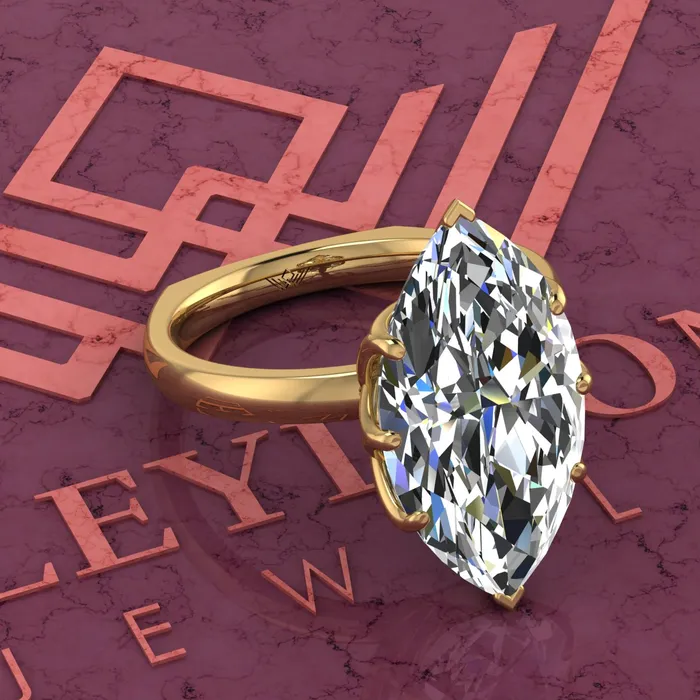Rings Leyloon Jewelry 525 Carat Marquise Cut Tulip Set 8 Prong Solitaire Euro Shank D Color Moissanite Ring