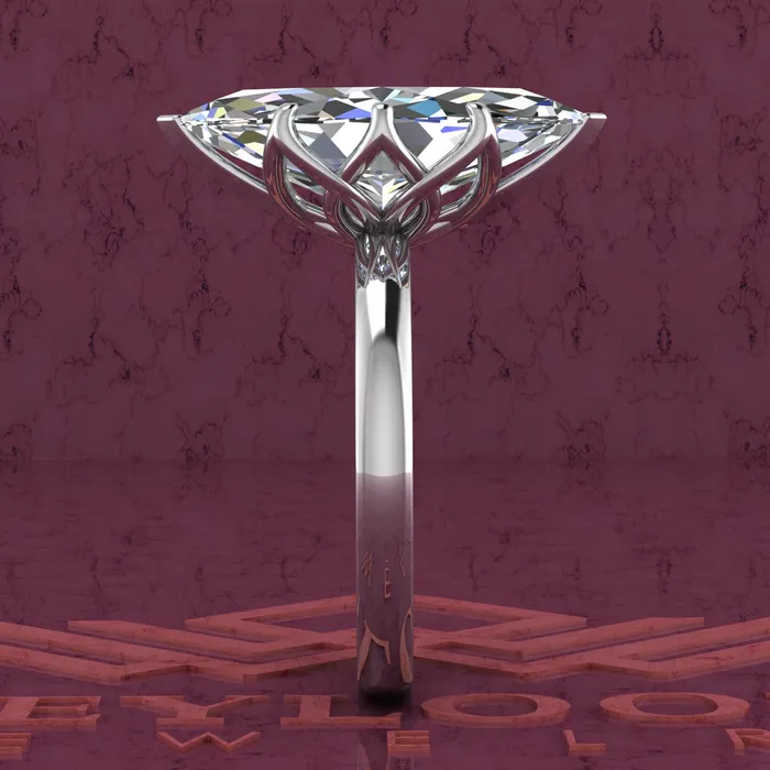 Rings Leyloon Jewelry 525 Carat Marquise Cut Tulip Set 8 Prong Solitaire Euro Shank D Color Moissanite Ring