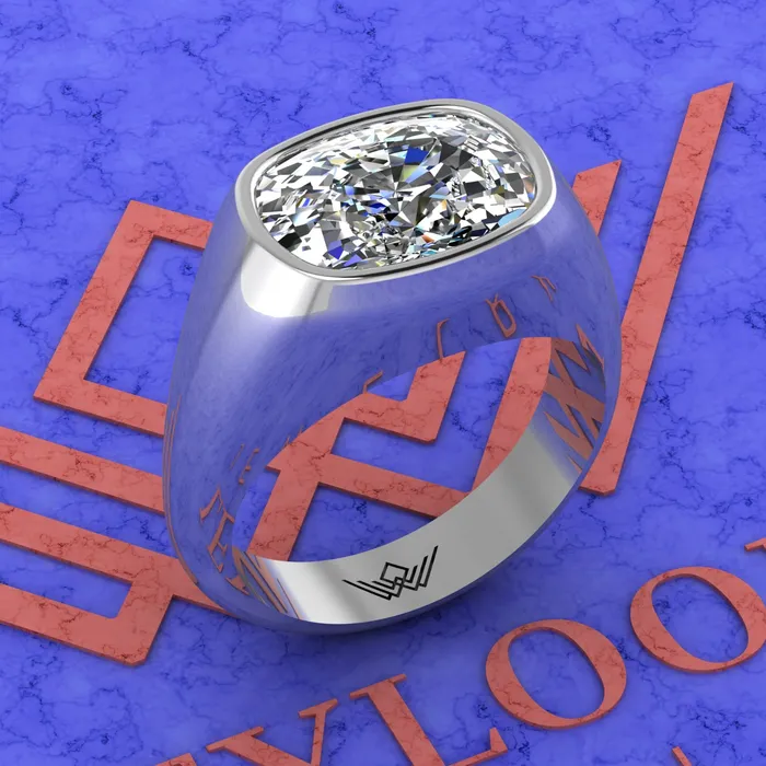 Rings Leyloon Jewelry 61 CT Medium Cushion Cut Man Engagement Ring D Color Bezel Moissanite Ring