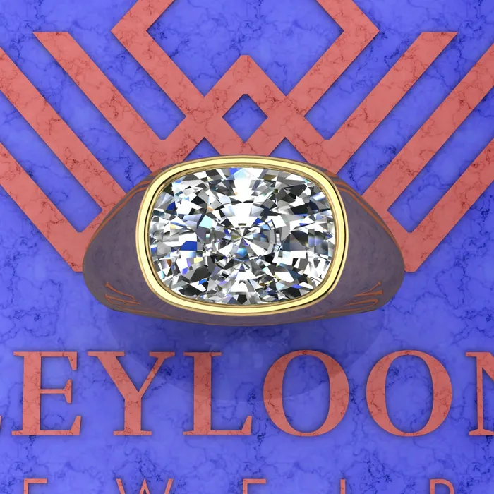 Rings Leyloon Jewelry 61 CT Medium Cushion Cut Man Engagement Ring D Color Bezel Moissanite Ring
