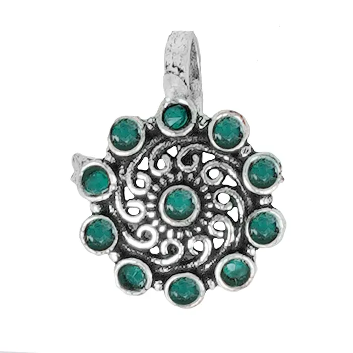 Rings Teejh Teejh Soumya Green Stone Nose Pin