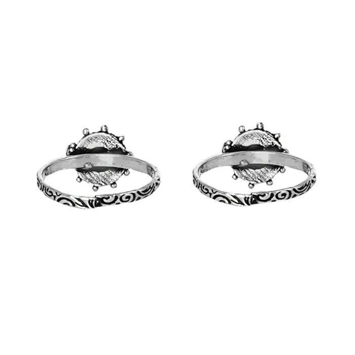 Rings Teejh Teejh Vihana Black Stone Silver Oxidised Toe Rings Rings Teejh Teejh Vihana Black Stone Silver Oxidised Toe Rings