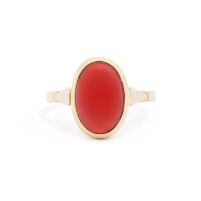 Rings Vintage Coral and 14k Gold Ring