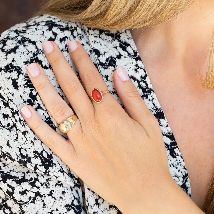 Rings Vintage Coral and 14k Gold Ring