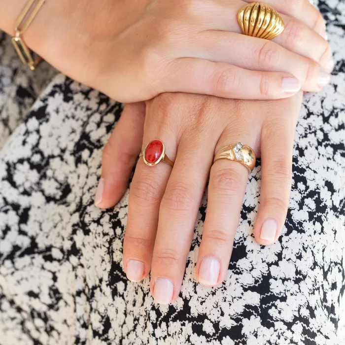 Rings Vintage Coral and 14k Gold Ring
