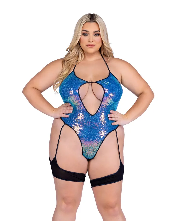 Roma Costume Inc Earrings 6428 Sequin Keyhole Romper Roma Costume Inc Earrings 6428 Sequin Keyhole Romper