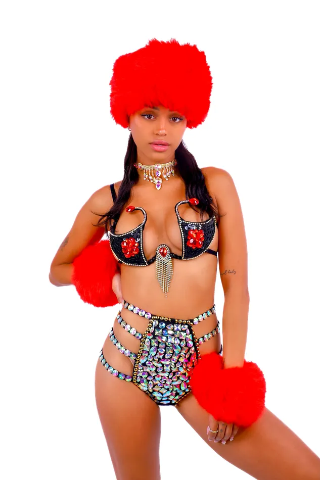 Ruby Fuzzy Headband and Wrist Cuffs Set THE LUMI SHOP Earrings Ruby Fuzzy Headband and Wrist Cuffs Set THE LUMI SHOP Earrings