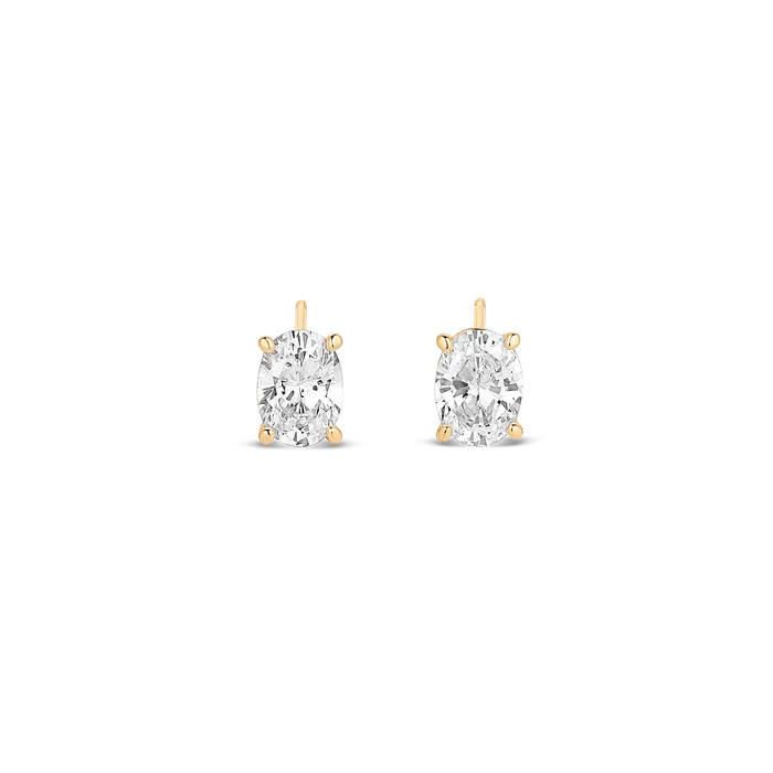 Solid Gold Oval Cut Diamond 14k Gold Earrings Earrings
