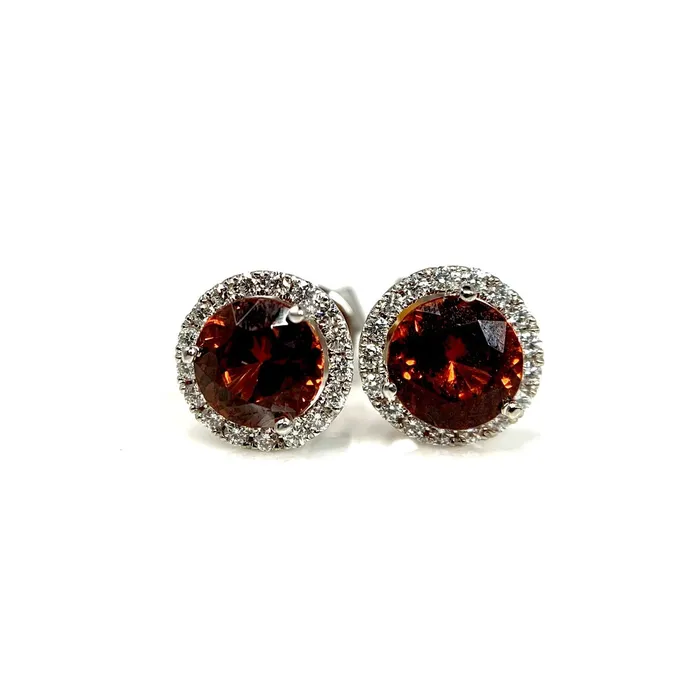 Spessartine Diamond Halo Studs Donald Haack Diamonds Necklaces