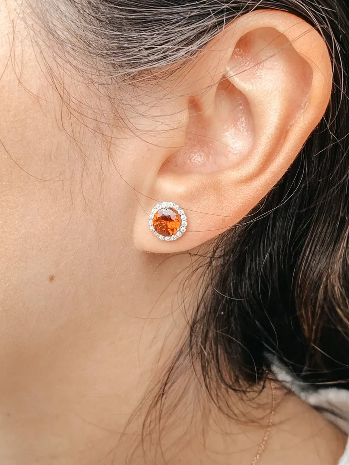 Spessartine Diamond Halo Studs Donald Haack Diamonds Necklaces Spessartine Diamond Halo Studs Donald Haack Diamonds Necklaces