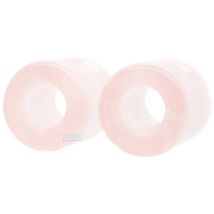 Stone Double Flare Eyelets Rose Quartz Oracle Body Jewelry Earrings