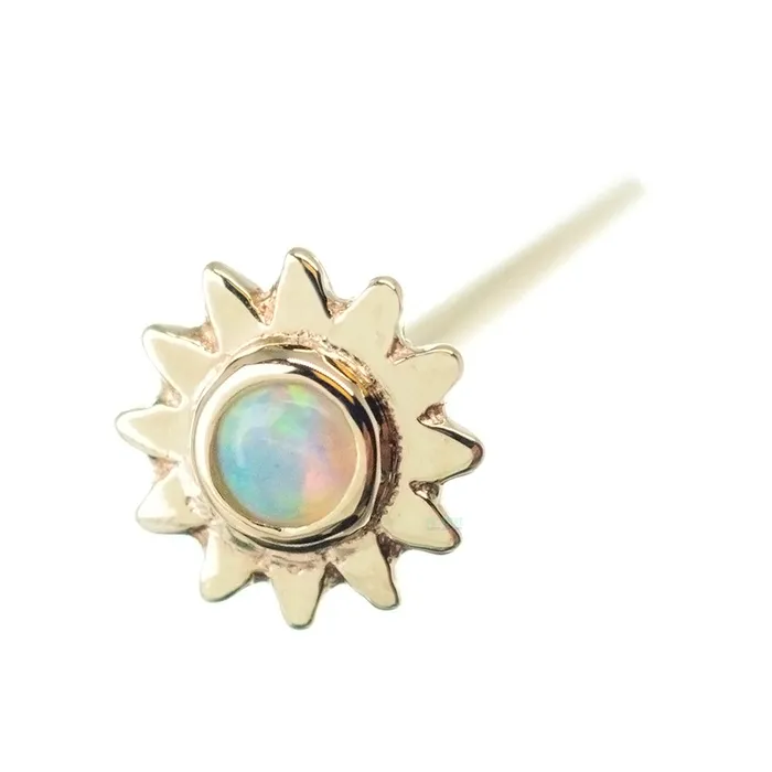 Sun with Bezel Nostril Screw in Gold with White Opal Body Vision BVLA Necklaces Sun with Bezel Nostril Screw in Gold with White Opal Body Vision BVLA Necklaces