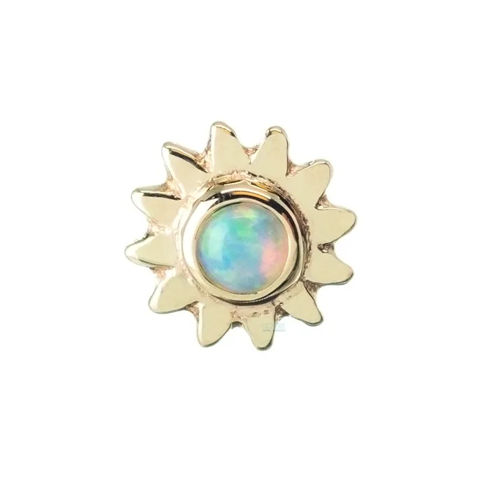 Sun with Bezel Nostril Screw in Gold with White Opal Body Vision BVLA Necklaces