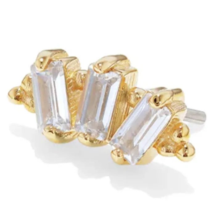 Tawapa Earrings threadless Lunette Pin in Gold with Gemstones