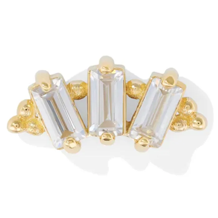 Tawapa Earrings threadless Lunette Pin in Gold with Gemstones