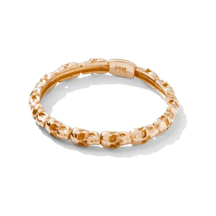 Tawapa Stacked Skulls Ring in Gold Rings