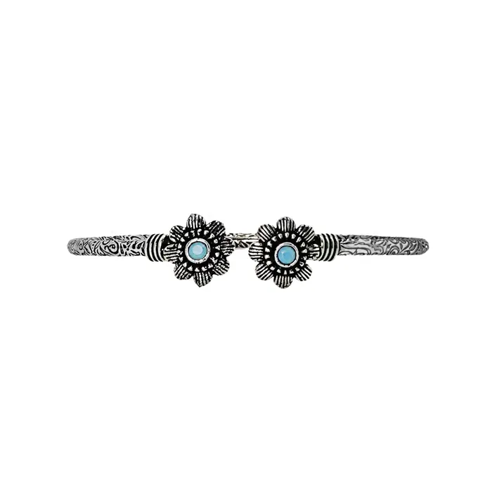 Teejh Anju Silver Oxidised Floral Bracelet Teejh Bracelets Teejh Anju Silver Oxidised Floral Bracelet Teejh Bracelets
