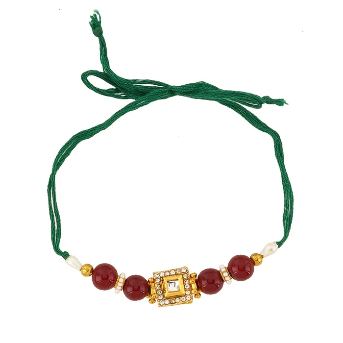 Teejh Dvara Square Kundan and Beads Rakhi Teejh Necklaces Teejh Dvara Square Kundan and Beads Rakhi Teejh Necklaces