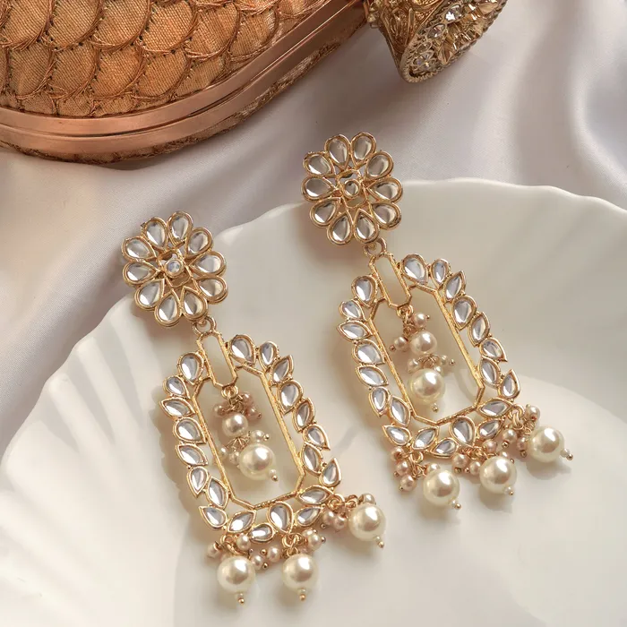 Teejh Earrings Teejh Enakshi Pearl and Polki Earring Teejh Earrings Teejh Enakshi Pearl and Polki Earring