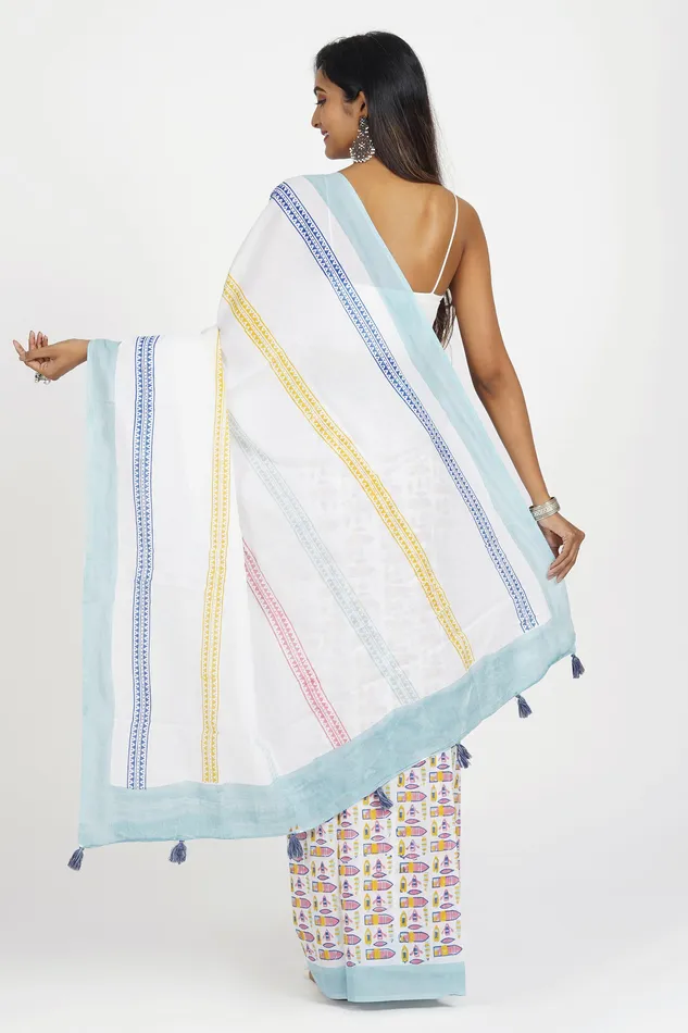 Teejh Earrings Teejh Ridhima Mulmul Cotton Saree