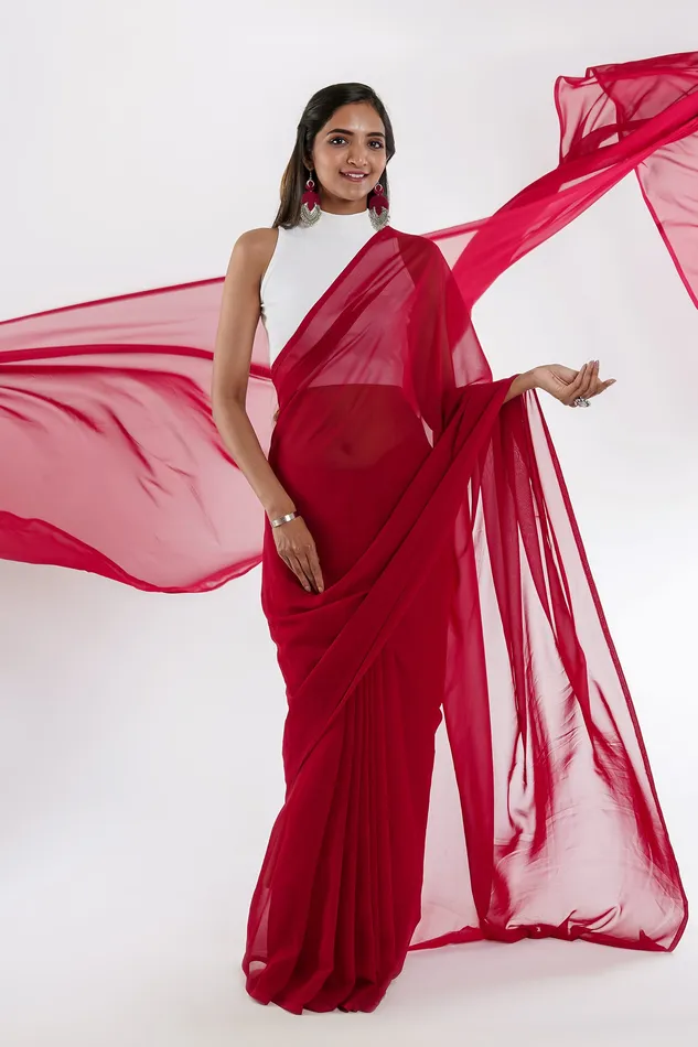 Teejh Earrings Teejh Savita Georgette Saree