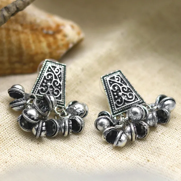 Teejh Kanish Silver Oxidized Ghungroo Earrings Teejh Earrings