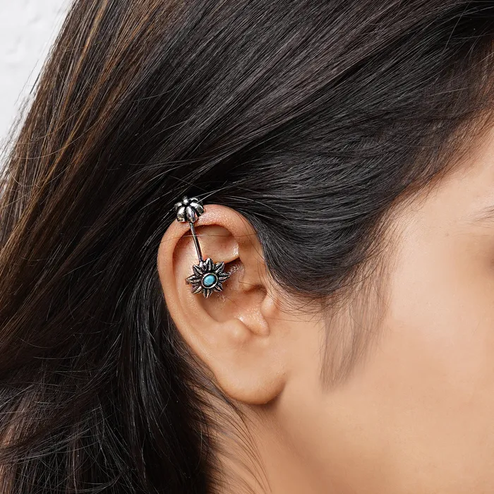 Teejh Krisha Blue Stone Clip On Bugadi Teejh Rings