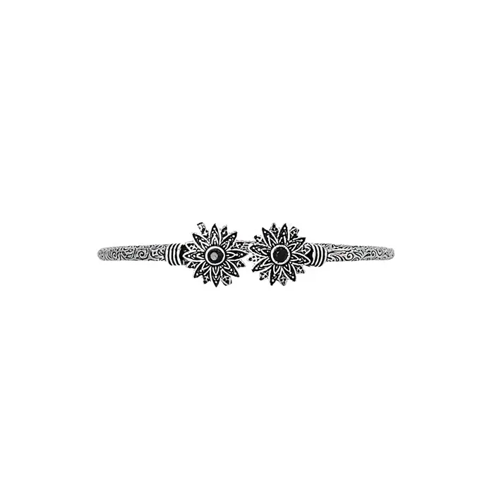 Teejh Manju Silver Oxidised Floral Bracelet Teejh Bracelets Teejh Manju Silver Oxidised Floral Bracelet Teejh Bracelets