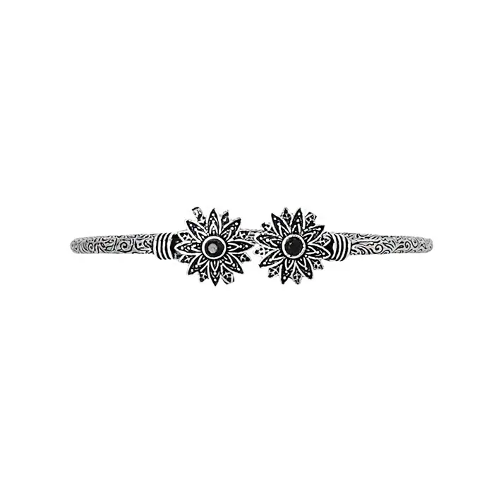 Teejh Manju Silver Oxidised Floral Bracelet Teejh Bracelets Teejh Manju Silver Oxidised Floral Bracelet Teejh Bracelets