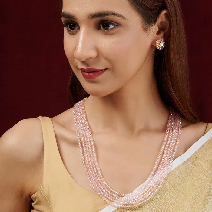 Teejh Necklaces Teejh Jalsa Pink Beaded Necklace Set