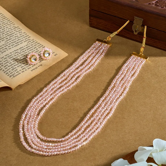 Teejh Necklaces Teejh Jalsa Pink Beaded Necklace Set