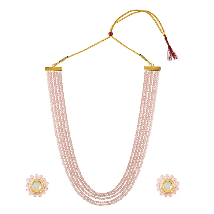 Teejh Necklaces Teejh Jalsa Pink Beaded Necklace Set
