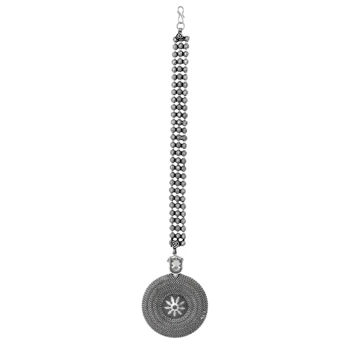 Teejh Rings Teejh Miraya Silver Oxidised Maang Tika Teejh Rings Teejh Miraya Silver Oxidised Maang Tika
