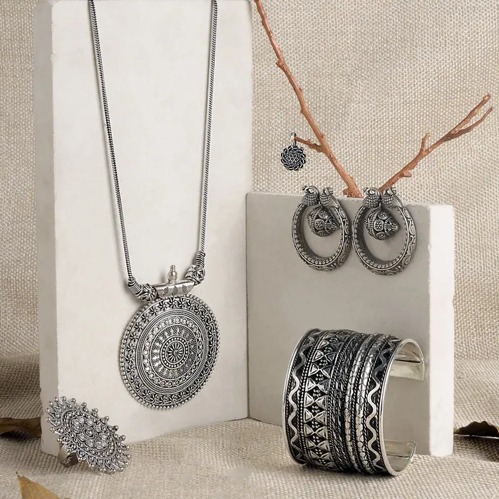 Teejh Rings Teejh MohenjoDaro Oxidised Silver Jewellery Gift Set