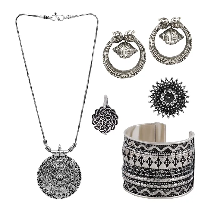 Teejh Rings Teejh MohenjoDaro Oxidised Silver Jewellery Gift Set